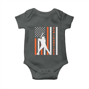 Retro San Francisco Baby Onesie Cool Distressed Baseball Fans SF USA Flag TS10 Dark Heather Print Your Wear
