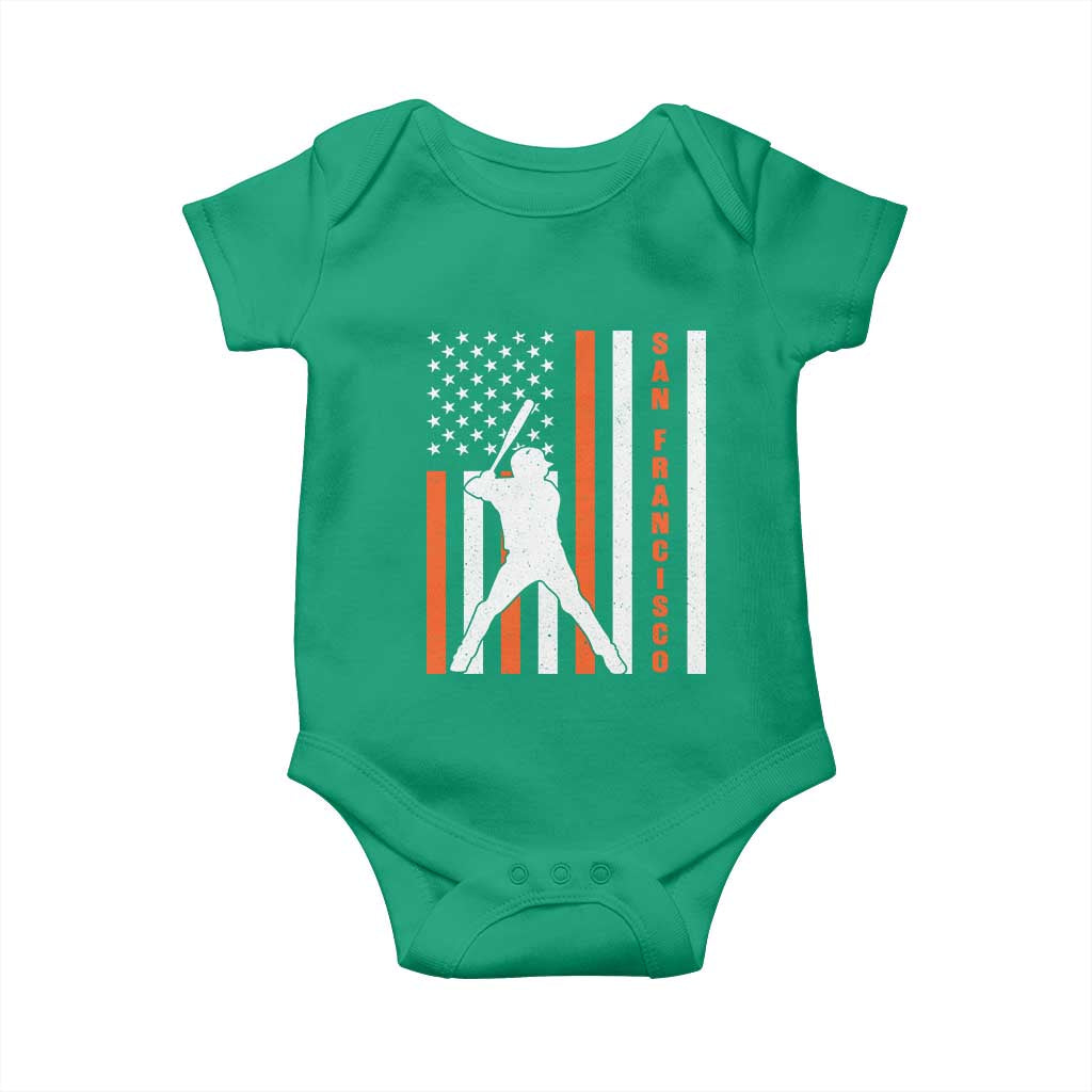 Retro San Francisco Baby Onesie Cool Distressed Baseball Fans SF USA Flag TS10 Irish Green Print Your Wear