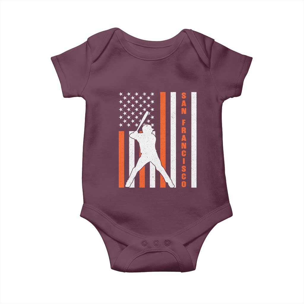 Retro San Francisco Baby Onesie Cool Distressed Baseball Fans SF USA Flag TS10 Maroon Print Your Wear