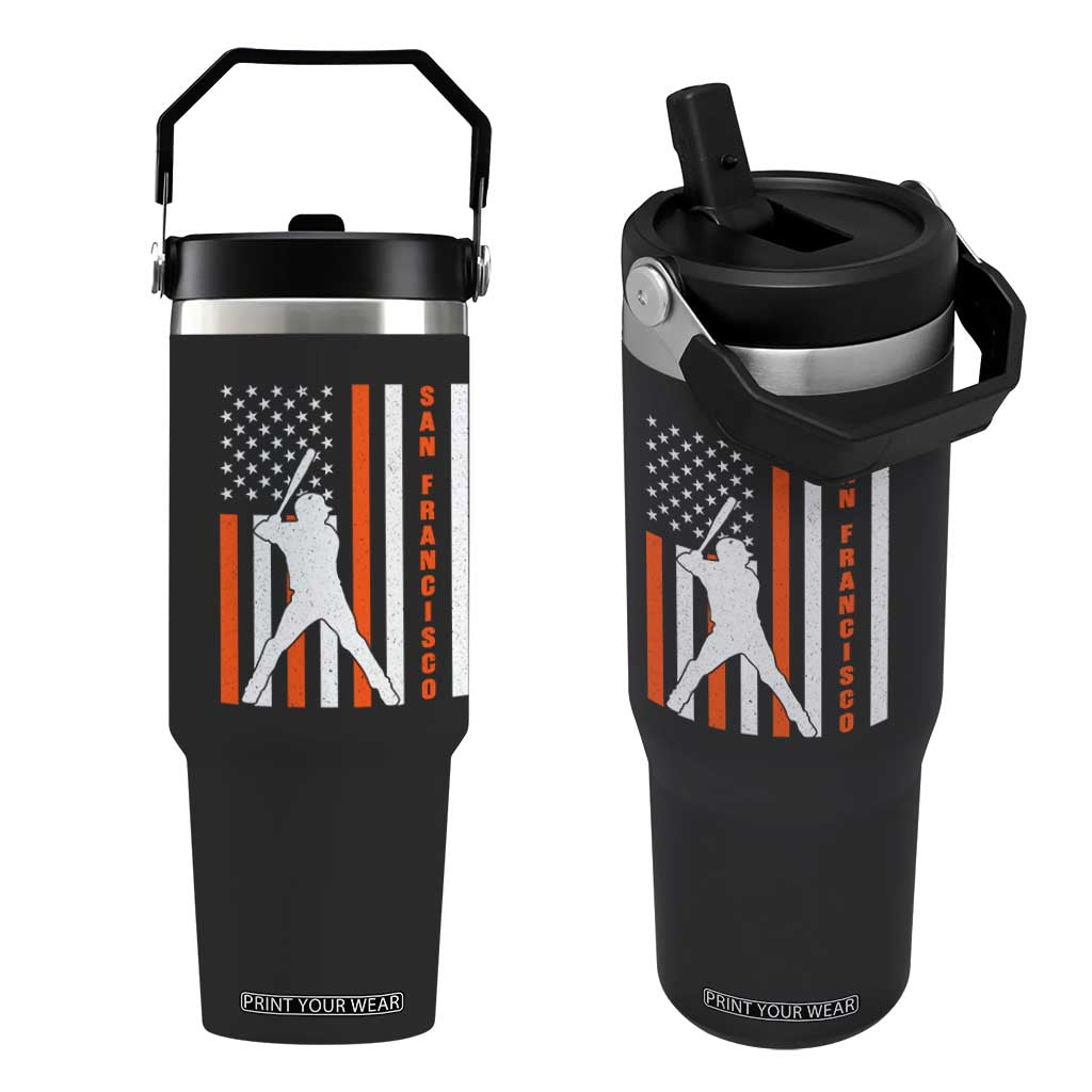 Retro San Francisco Flip Straw Tumbler Cool Distressed Baseball Fans SF USA Flag TS10 One Size: 30 oz Black Print Your Wear