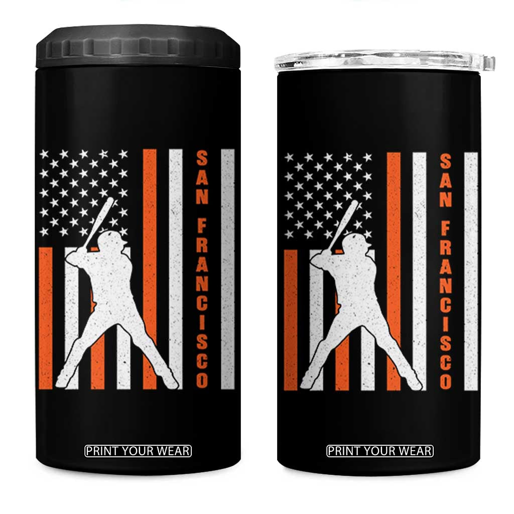Retro San Francisco 4 in 1 Can Cooler Tumbler Cool Distressed Baseball Fans SF USA Flag TS10 One Size: 16 oz Black Print Your Wear