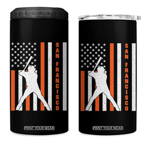Retro San Francisco 4 in 1 Can Cooler Tumbler Cool Distressed Baseball Fans SF USA Flag TS10 One Size: 16 oz Black Print Your Wear