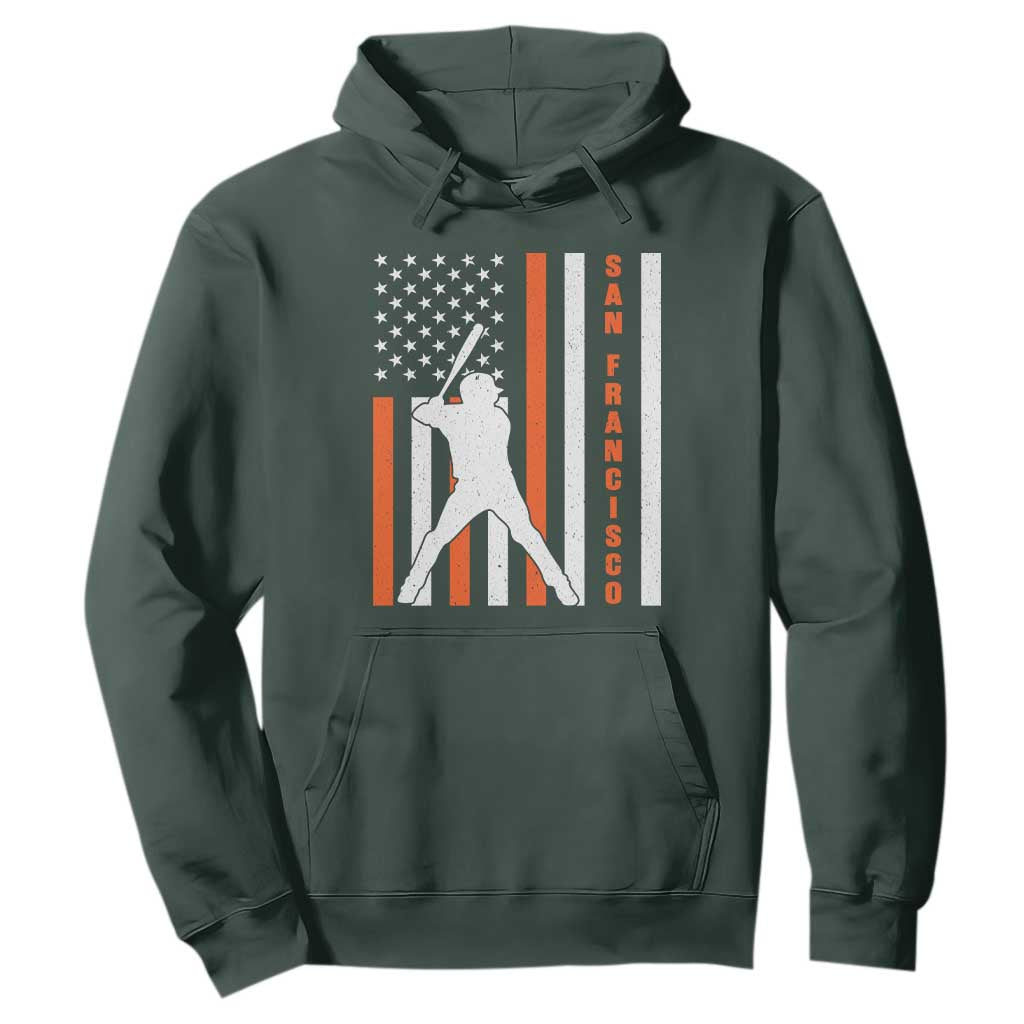 Retro San Francisco Hoodie Cool Distressed Baseball Fans SF USA Flag TS10 Dark Forest Green Print Your Wear