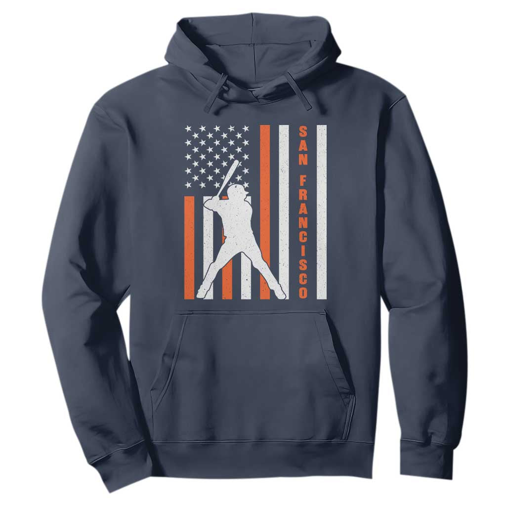 Retro San Francisco Hoodie Cool Distressed Baseball Fans SF USA Flag TS10 Navy Print Your Wear
