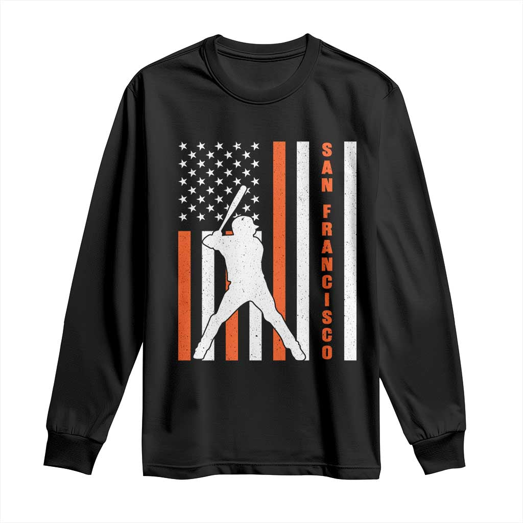 Retro San Francisco Long Sleeve Shirt Cool Distressed Baseball Fans SF USA Flag TS10 Black Print Your Wear