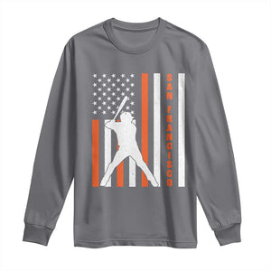 Retro San Francisco Long Sleeve Shirt Cool Distressed Baseball Fans SF USA Flag TS10 Charcoal Print Your Wear