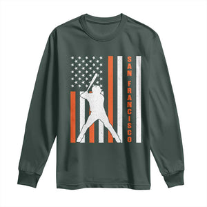 Retro San Francisco Long Sleeve Shirt Cool Distressed Baseball Fans SF USA Flag TS10 Dark Forest Green Print Your Wear