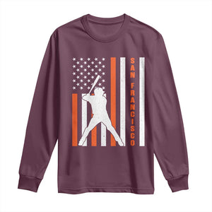 Retro San Francisco Long Sleeve Shirt Cool Distressed Baseball Fans SF USA Flag TS10 Maroon Print Your Wear