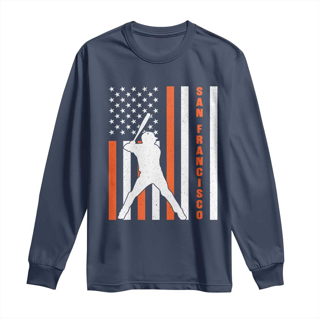 Retro San Francisco Long Sleeve Shirt Cool Distressed Baseball Fans SF USA Flag TS10 Navy Print Your Wear