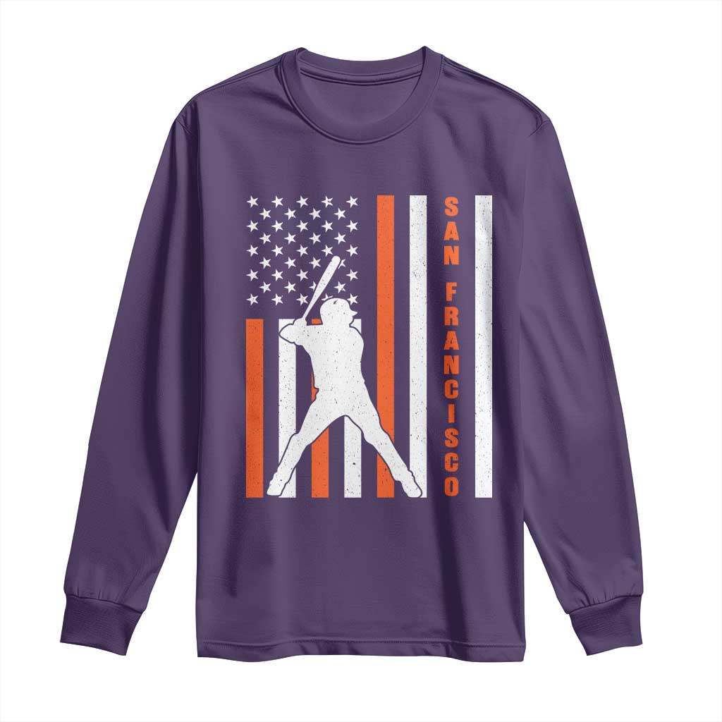 Retro San Francisco Long Sleeve Shirt Cool Distressed Baseball Fans SF USA Flag TS10 Purple Print Your Wear