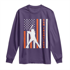 Retro San Francisco Long Sleeve Shirt Cool Distressed Baseball Fans SF USA Flag TS10 Purple Print Your Wear