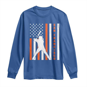 Retro San Francisco Long Sleeve Shirt Cool Distressed Baseball Fans SF USA Flag TS10 Royal Blue Print Your Wear