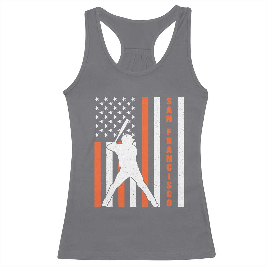 Retro San Francisco Racerback Tank Top Cool Distressed Baseball Fans SF USA Flag TS10 Charcoal Print Your Wear
