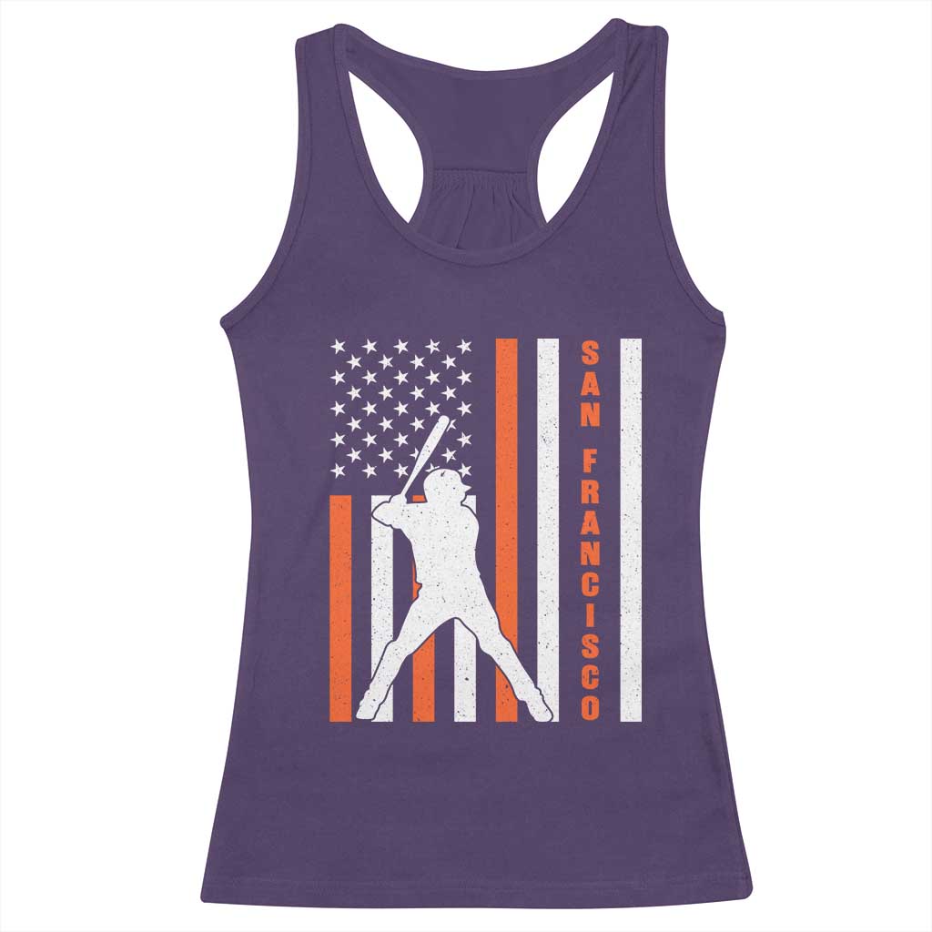 Retro San Francisco Racerback Tank Top Cool Distressed Baseball Fans SF USA Flag TS10 Purple Print Your Wear