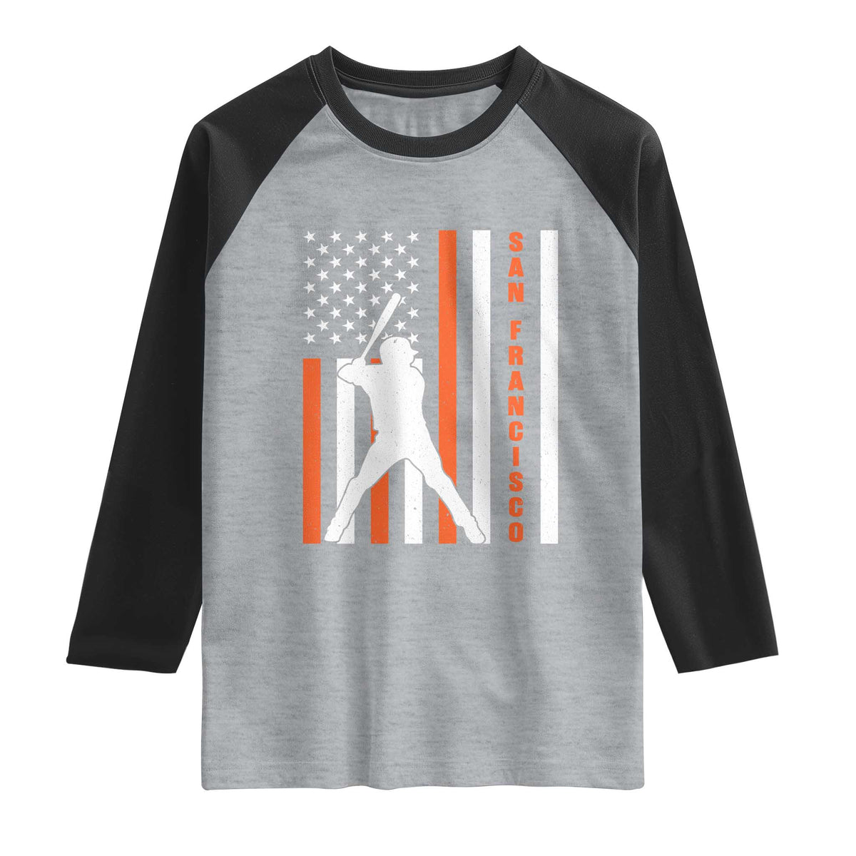Retro San Francisco Raglan Shirt Cool Distressed Baseball Fans SF USA Flag TS10 Heather Gray Black Print Your Wear