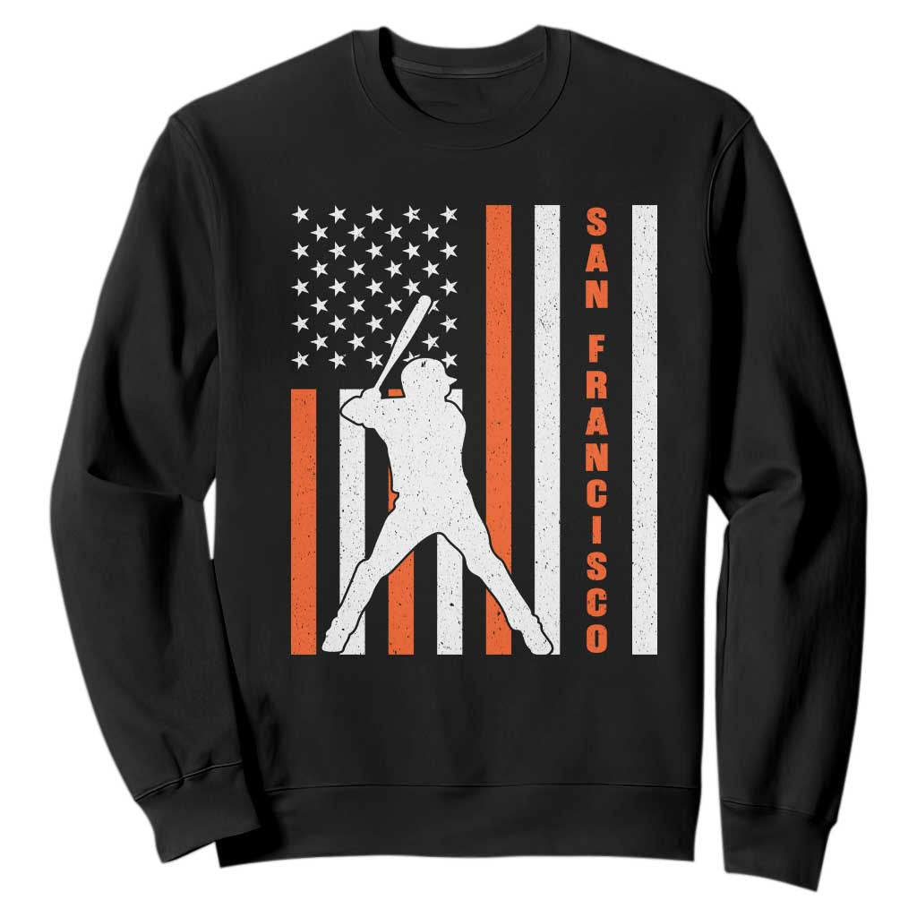 Retro San Francisco Sweatshirt Cool Distressed Baseball Fans SF USA Flag TS10 Black Print Your Wear