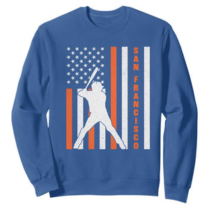 Retro San Francisco Sweatshirt Cool Distressed Baseball Fans SF USA Flag TS10 Royal Blue Print Your Wear