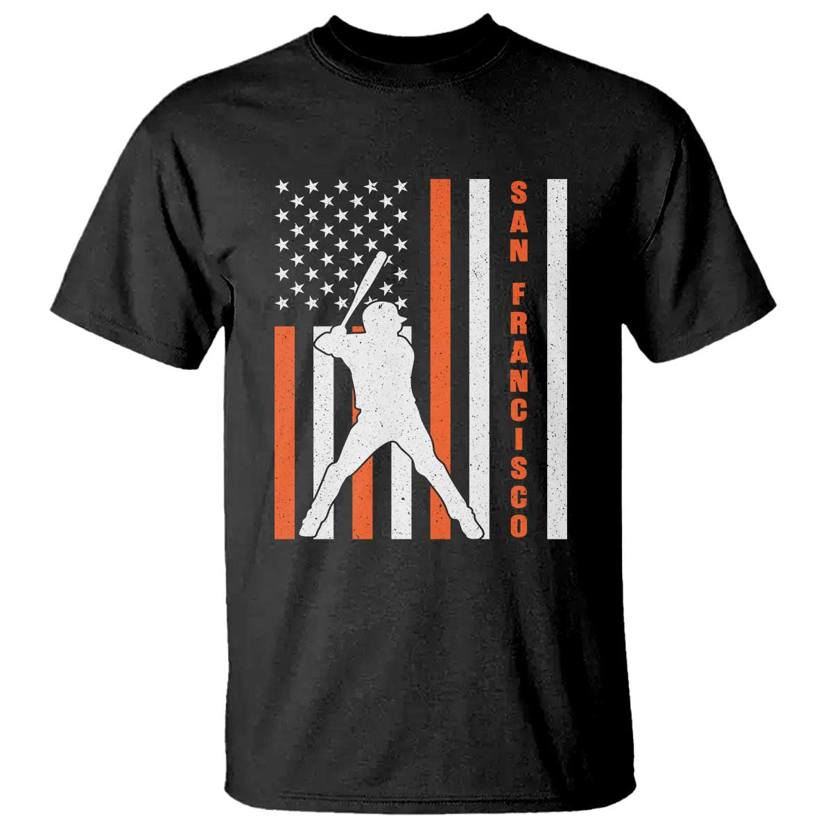 Retro San Francisco T Shirt Cool Distressed Baseball Fans SF USA Flag TS10 Black Print Your Wear