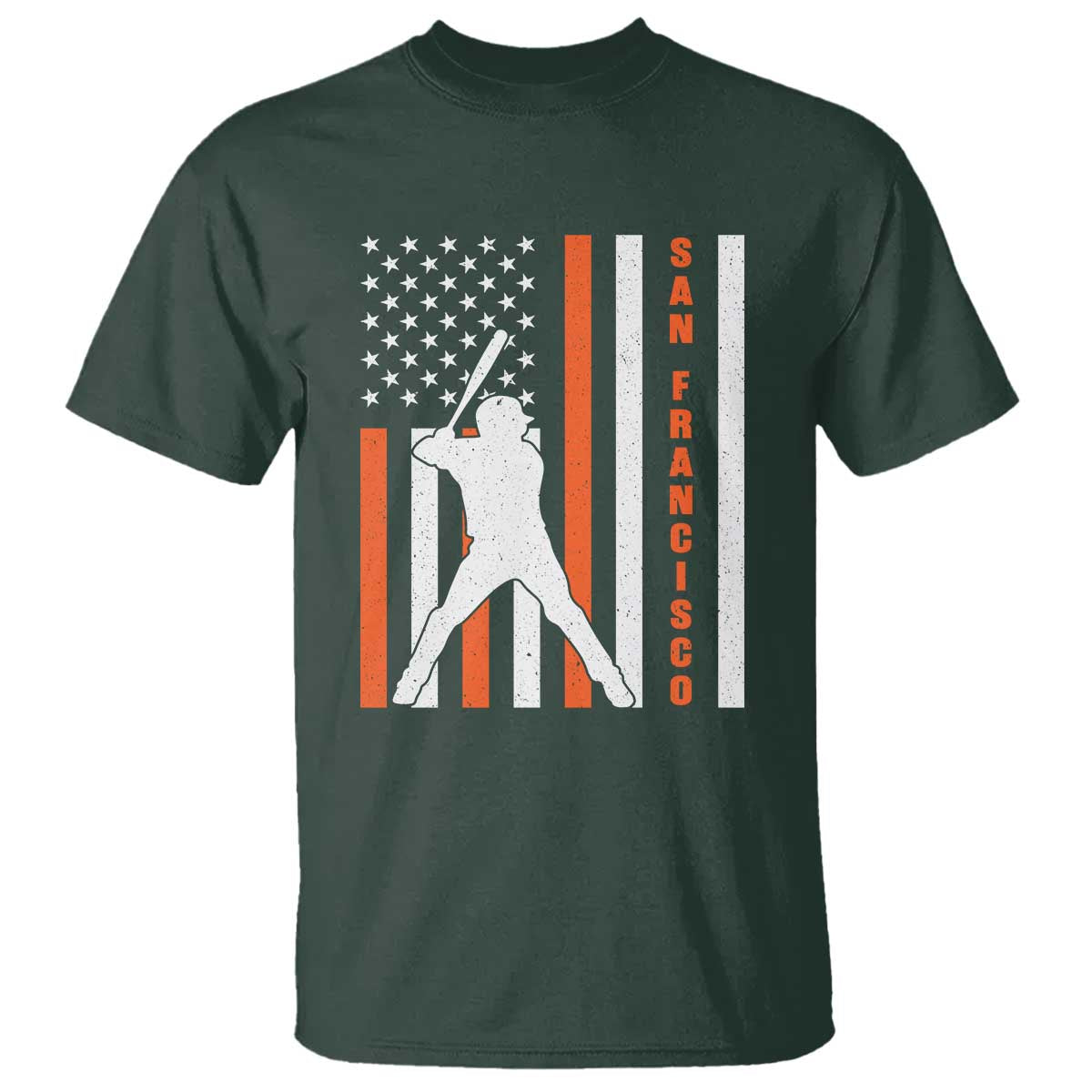 Retro San Francisco T Shirt Cool Distressed Baseball Fans SF USA Flag TS10 Dark Forest Green Print Your Wear