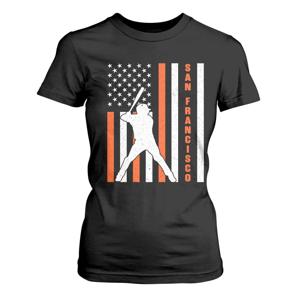 Retro San Francisco T Shirt For Women Cool Distressed Baseball Fans SF USA Flag TS10 Black Print Your Wear