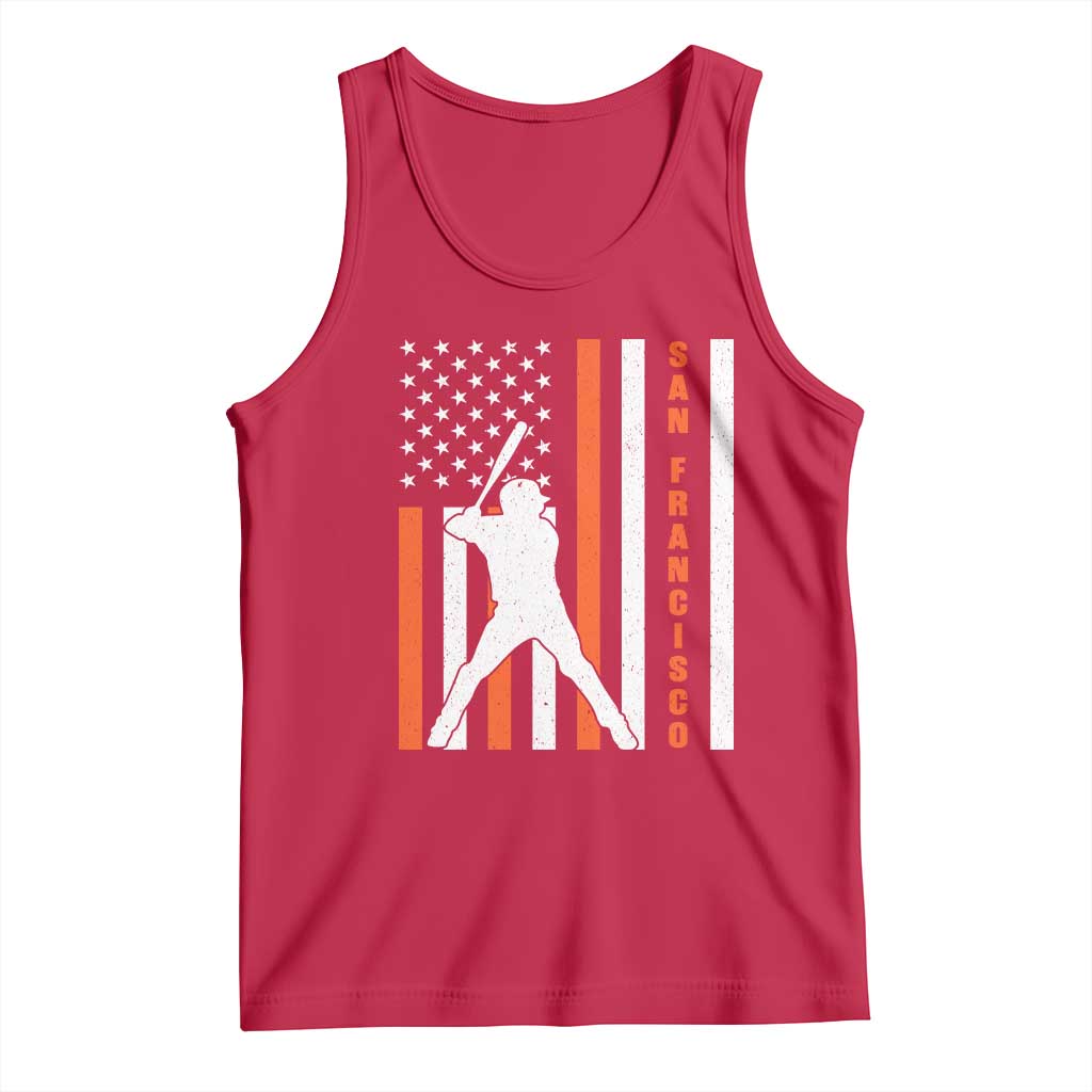 Retro San Francisco Tank Top Cool Distressed Baseball Fans SF USA Flag TS10 Red Print Your Wear