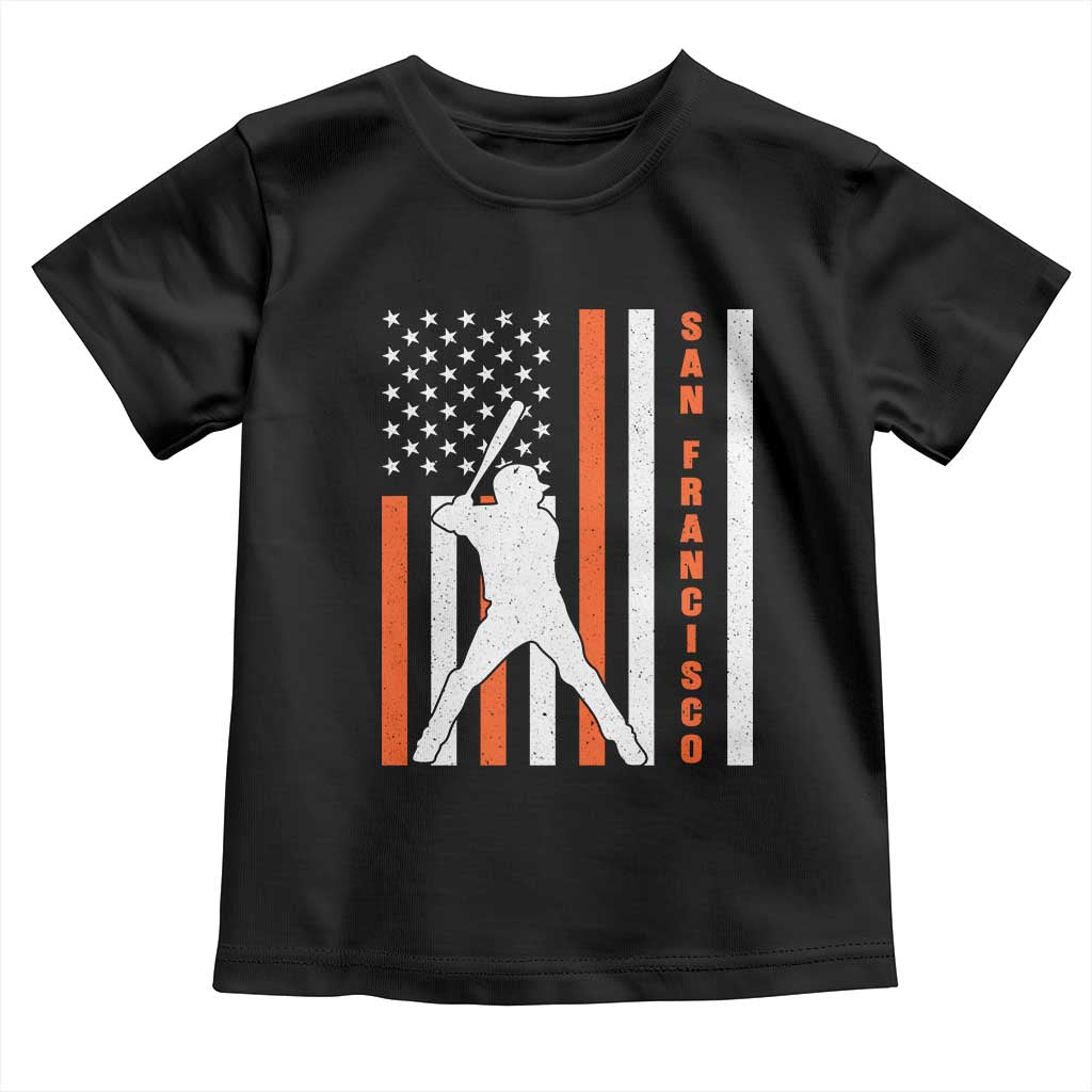 Retro San Francisco Toddler T Shirt Cool Distressed Baseball Fans SF USA Flag TS10 Black Print Your Wear