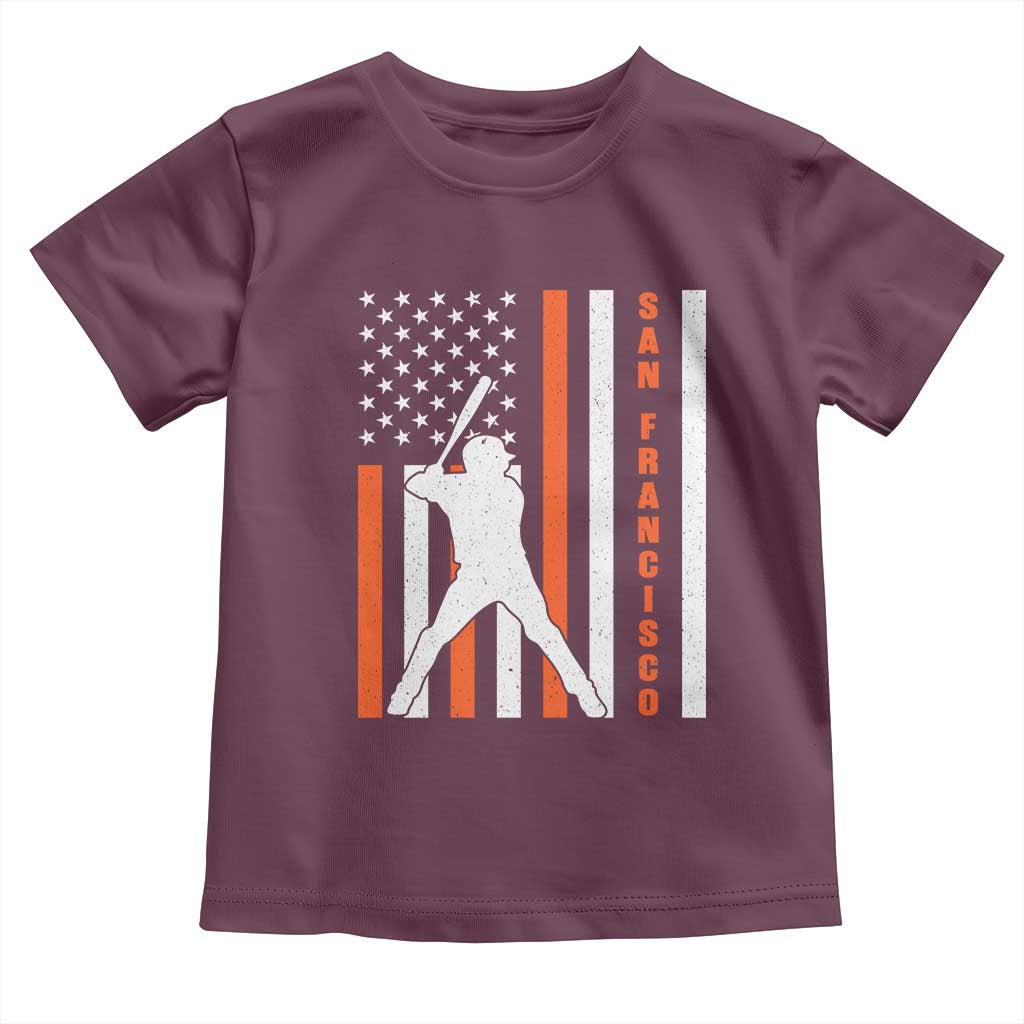 Retro San Francisco Toddler T Shirt Cool Distressed Baseball Fans SF USA Flag TS10 Maroon Print Your Wear