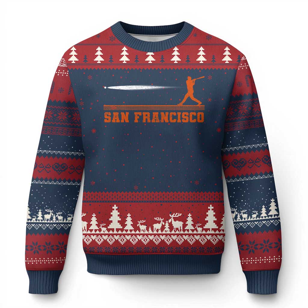 San Francisco Sport Ugly Christmas Sweater SF Vintage Sports Baseball Players TS10 Navy Red Print Your Wear