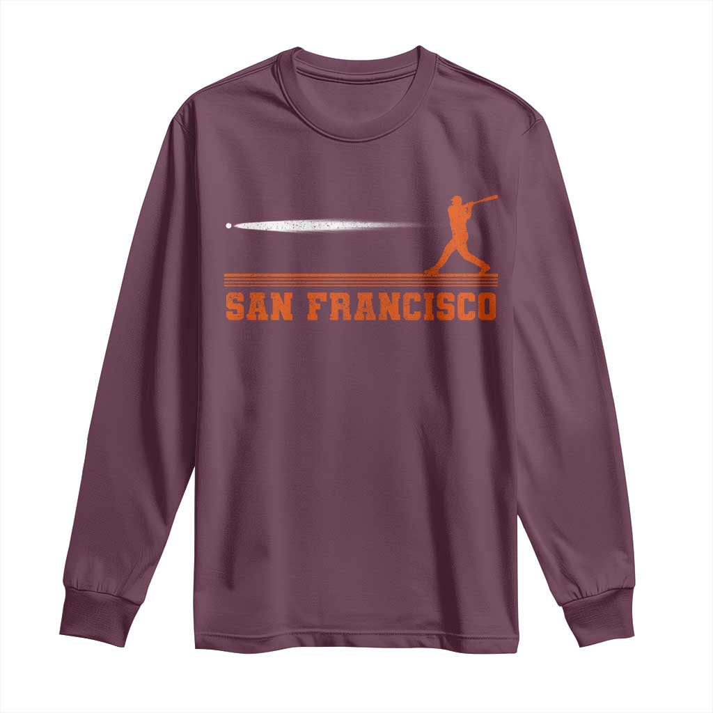 San Francisco Sport Long Sleeve Shirt SF Vintage Sports Baseball Players TS10 Maroon Print Your Wear