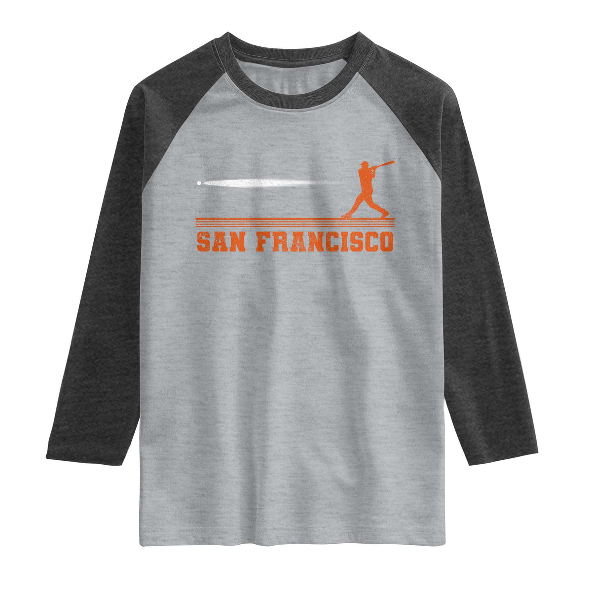 San Francisco Sport Raglan Shirt SF Vintage Sports Baseball Players TS10 Heather Gray Heather Charcoal Print Your Wear