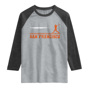 San Francisco Sport Raglan Shirt SF Vintage Sports Baseball Players TS10 Heather Gray Heather Charcoal Print Your Wear