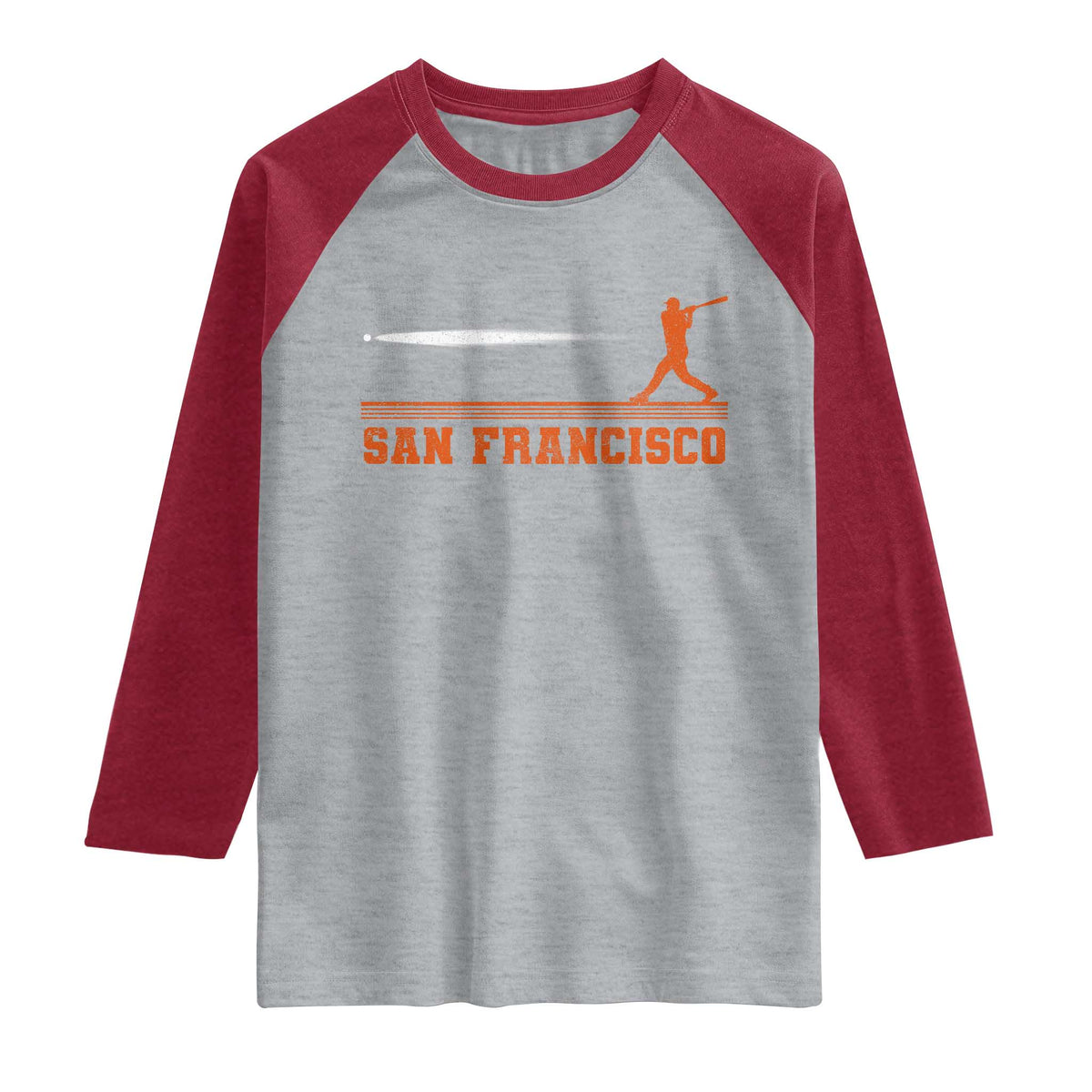 San Francisco Sport Raglan Shirt SF Vintage Sports Baseball Players TS10 Heather Gray Heather Red Print Your Wear