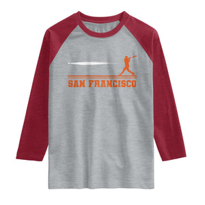 San Francisco Sport Raglan Shirt SF Vintage Sports Baseball Players TS10 Heather Gray Heather Red Print Your Wear