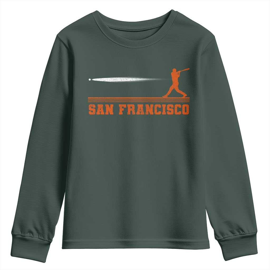 San Francisco Sport Youth Sweatshirt SF Vintage Sports Baseball Players TS10 Dark Forest Green Print Your Wear