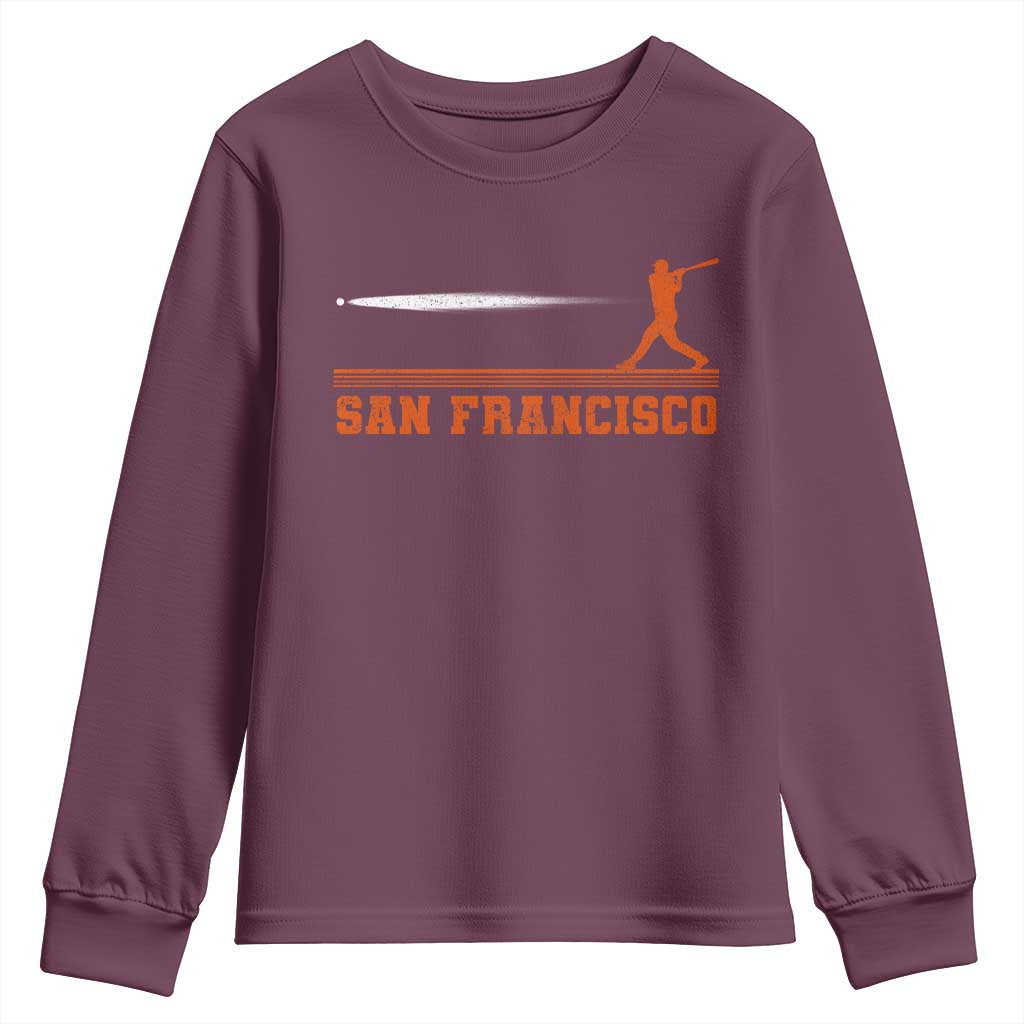San Francisco Sport Youth Sweatshirt SF Vintage Sports Baseball Players TS10 Maroon Print Your Wear