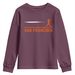 San Francisco Sport Youth Sweatshirt SF Vintage Sports Baseball Players TS10 Maroon Print Your Wear