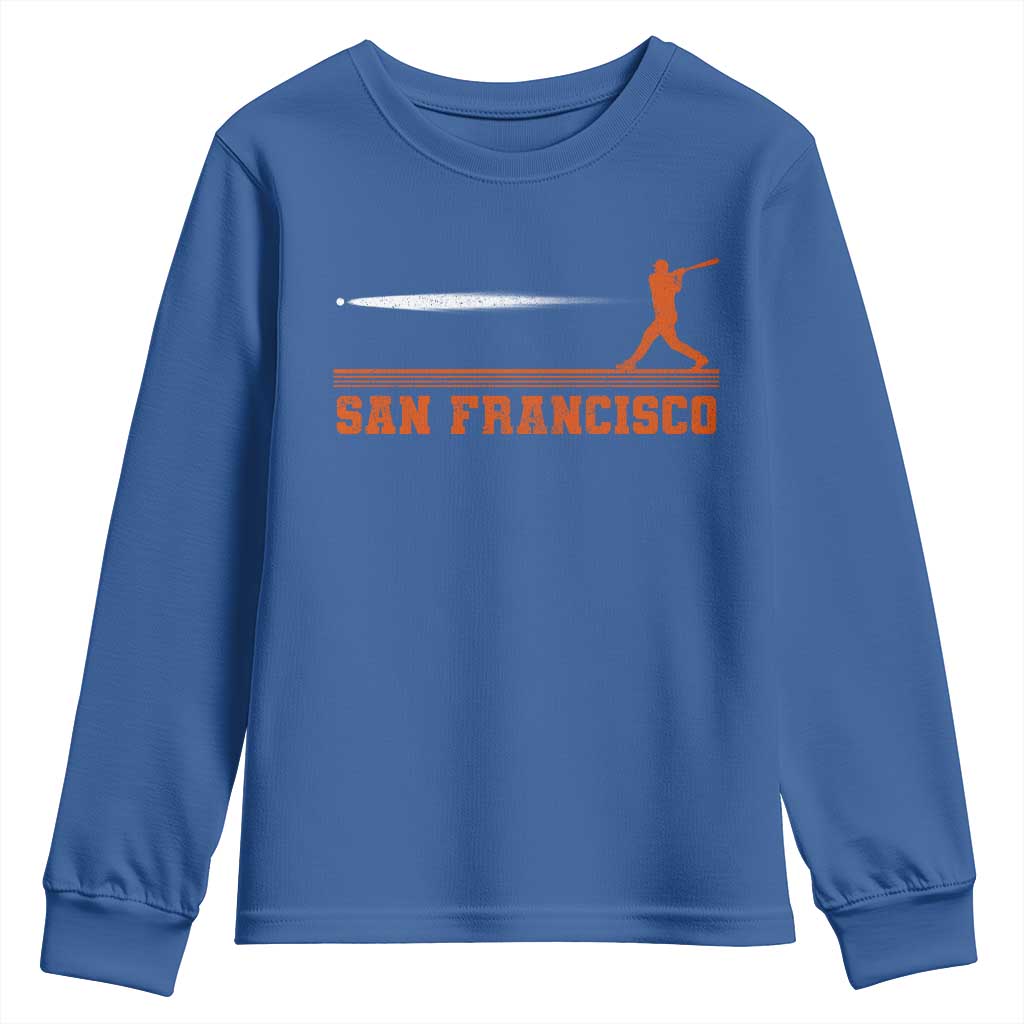 San Francisco Sport Youth Sweatshirt SF Vintage Sports Baseball Players TS10 Royal Blue Print Your Wear