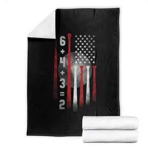 Double Play Throw Blanket 6 4 3 2 Vintage Baseball Math Softball Player American Flag TS10 Black Print Your Wear