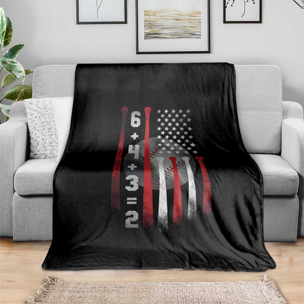Double Play Throw Blanket 6 4 3 2 Vintage Baseball Math Softball Player American Flag TS10 Print Your Wear