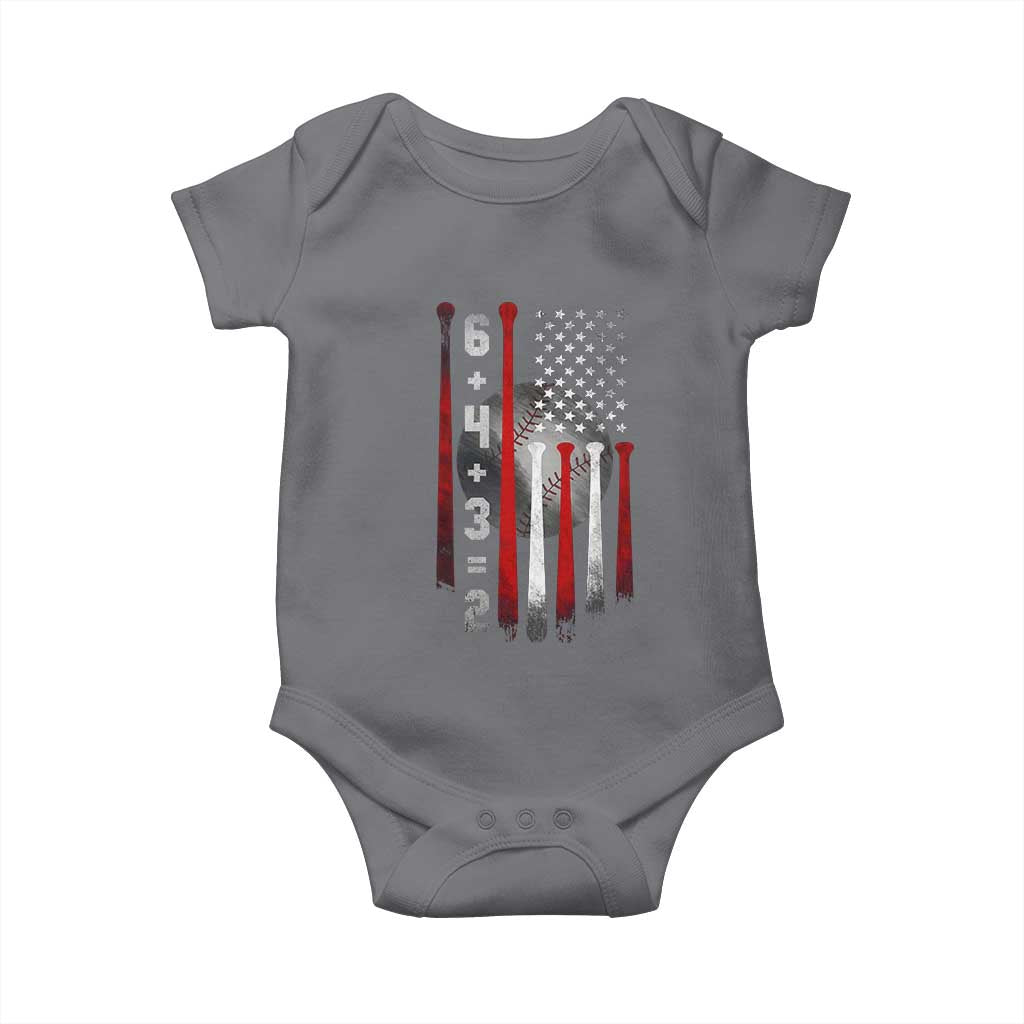 Double Play Baby Onesie 6 4 3 2 Vintage Baseball Math Softball Player American Flag TS10 Charcoal Print Your Wear