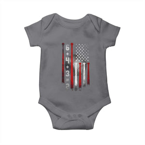 Double Play Baby Onesie 6 4 3 2 Vintage Baseball Math Softball Player American Flag TS10 Charcoal Print Your Wear