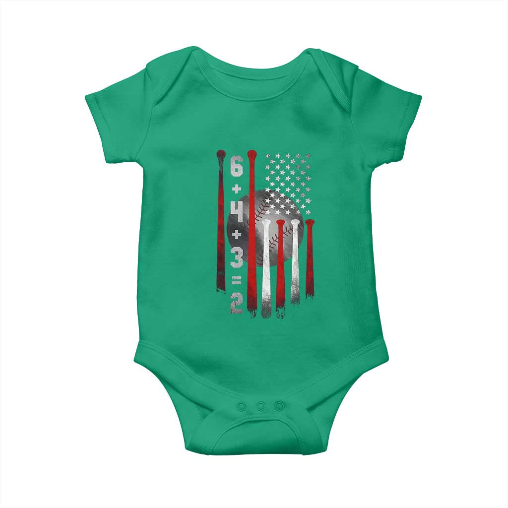 Double Play Baby Onesie 6 4 3 2 Vintage Baseball Math Softball Player American Flag TS10 Irish Green Print Your Wear