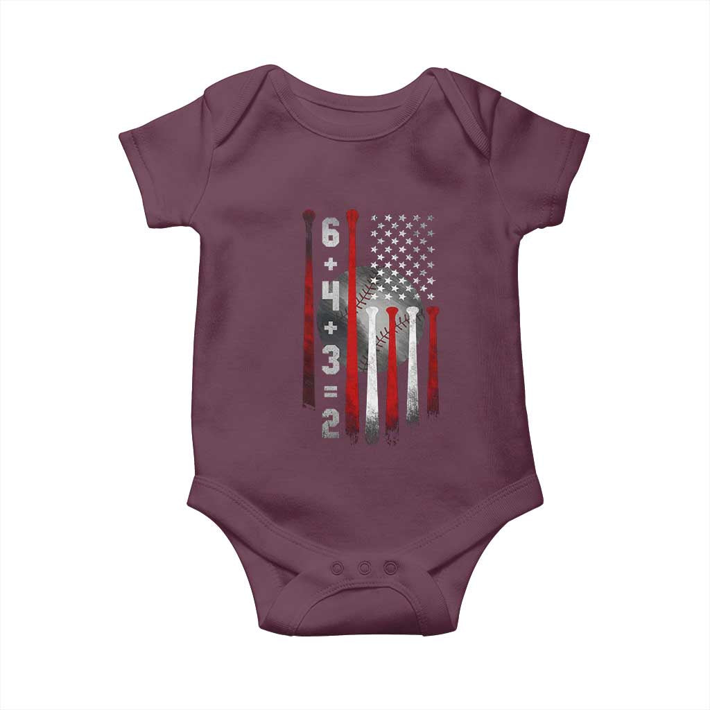 Double Play Baby Onesie 6 4 3 2 Vintage Baseball Math Softball Player American Flag TS10 Maroon Print Your Wear