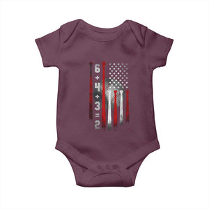 Double Play Baby Onesie 6 4 3 2 Vintage Baseball Math Softball Player American Flag TS10 Maroon Print Your Wear