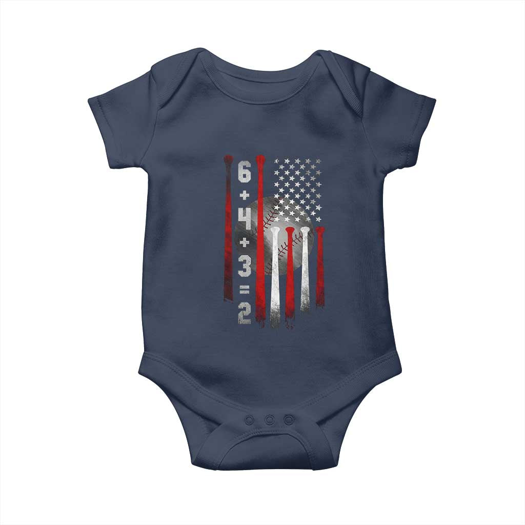 Double Play Baby Onesie 6 4 3 2 Vintage Baseball Math Softball Player American Flag TS10 Navy Print Your Wear