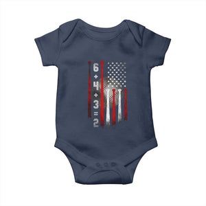 Double Play Baby Onesie 6 4 3 2 Vintage Baseball Math Softball Player American Flag TS10 Navy Print Your Wear