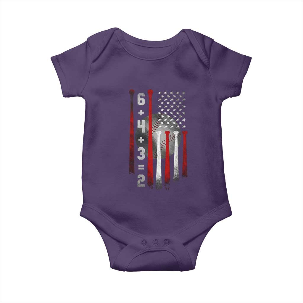 Double Play Baby Onesie 6 4 3 2 Vintage Baseball Math Softball Player American Flag TS10 Purple Print Your Wear