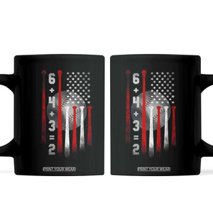 Double Play Coffee Mug 6 4 3 2 Vintage Baseball Math Softball Player American Flag TS10 Black Print Your Wear