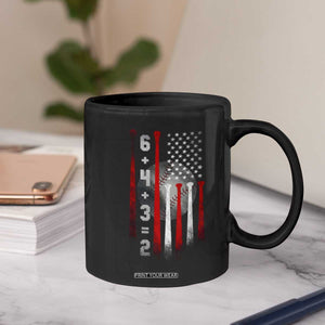 Double Play Coffee Mug 6 4 3 2 Vintage Baseball Math Softball Player American Flag TS10 Print Your Wear