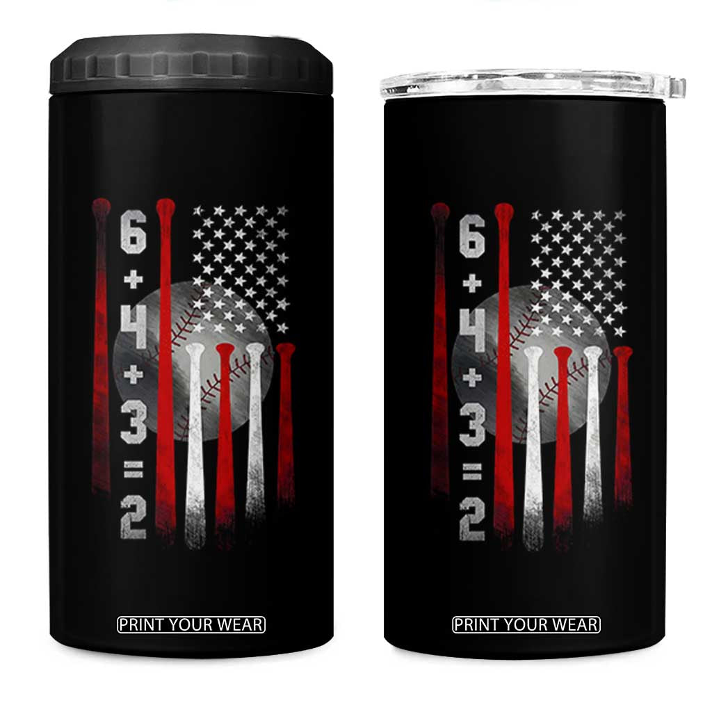 Double Play 4 in 1 Can Cooler Tumbler 6 4 3 2 Vintage Baseball Math Softball Player American Flag TS10 One Size: 16 oz Black Print Your Wear